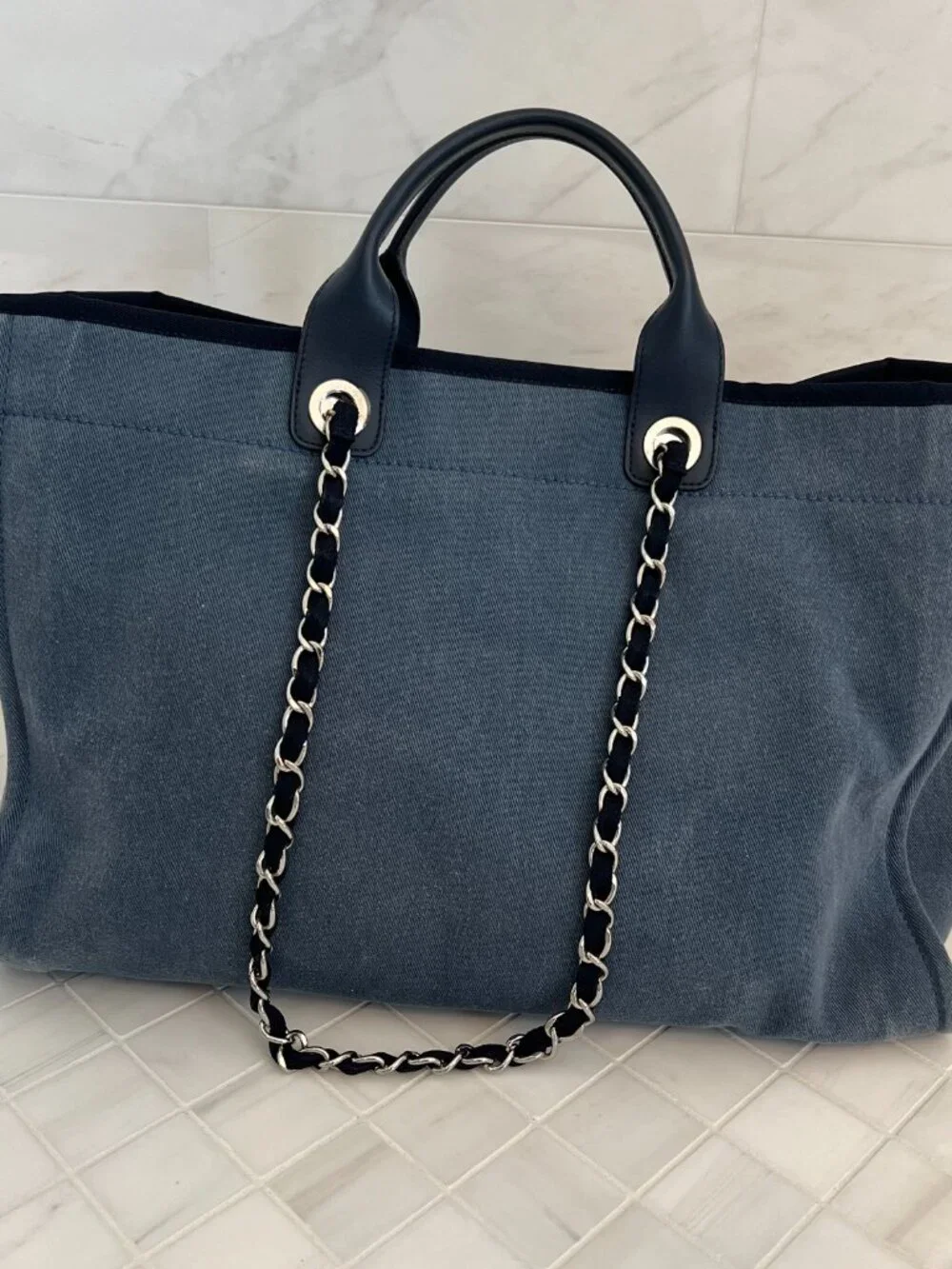 Chanel Blue Sequins canvas tote  Deauville large size - Picture 10 of 17